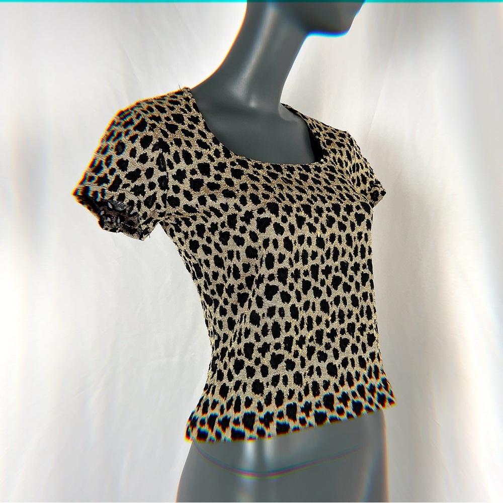 90s Lacey See Through Leopard Print Top
